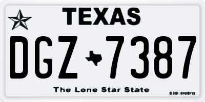 TX license plate DGZ7387