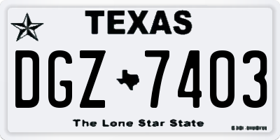 TX license plate DGZ7403