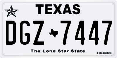 TX license plate DGZ7447
