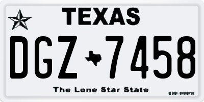 TX license plate DGZ7458