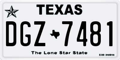 TX license plate DGZ7481
