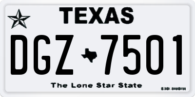 TX license plate DGZ7501