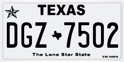 TX license plate DGZ7502