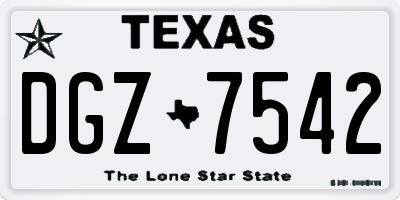 TX license plate DGZ7542