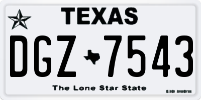 TX license plate DGZ7543