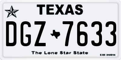 TX license plate DGZ7633