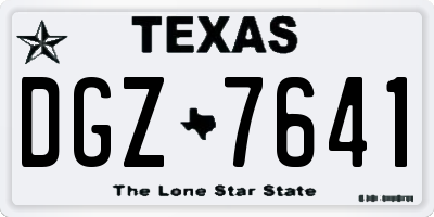 TX license plate DGZ7641