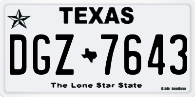 TX license plate DGZ7643
