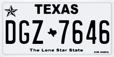 TX license plate DGZ7646
