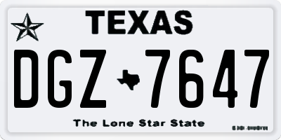 TX license plate DGZ7647