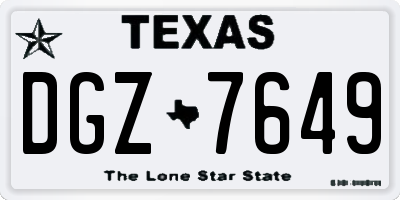 TX license plate DGZ7649