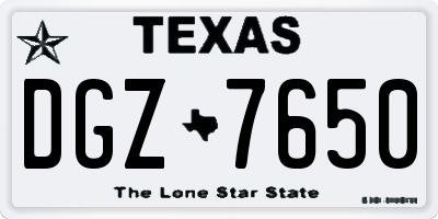 TX license plate DGZ7650