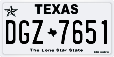 TX license plate DGZ7651