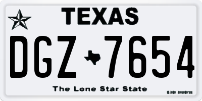 TX license plate DGZ7654