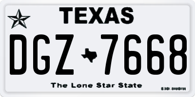 TX license plate DGZ7668