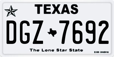 TX license plate DGZ7692