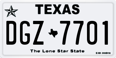TX license plate DGZ7701