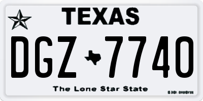 TX license plate DGZ7740