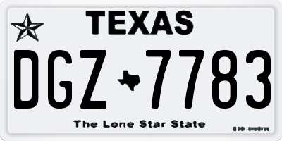 TX license plate DGZ7783