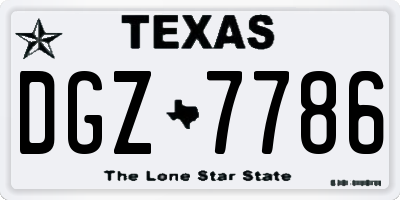 TX license plate DGZ7786