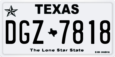 TX license plate DGZ7818