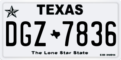 TX license plate DGZ7836