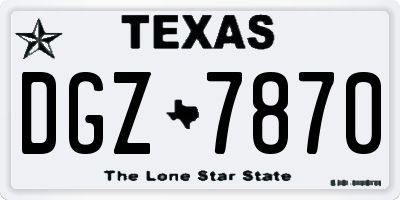 TX license plate DGZ7870