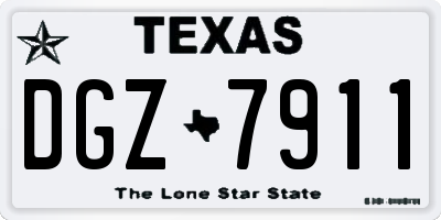 TX license plate DGZ7911
