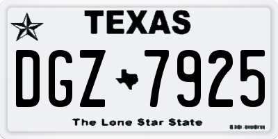 TX license plate DGZ7925