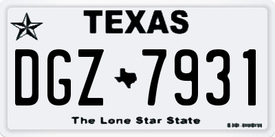 TX license plate DGZ7931
