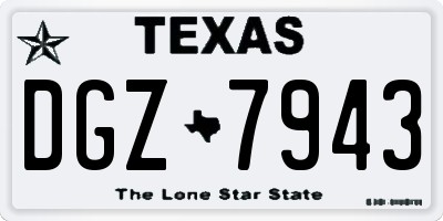 TX license plate DGZ7943