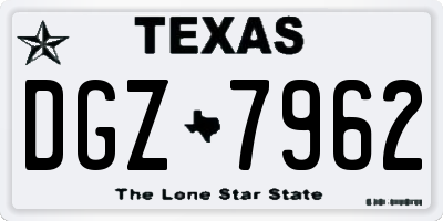 TX license plate DGZ7962