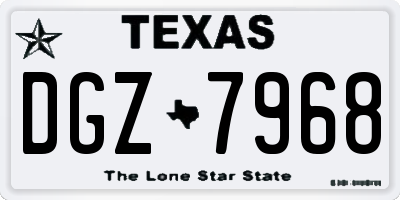 TX license plate DGZ7968