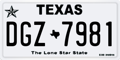 TX license plate DGZ7981
