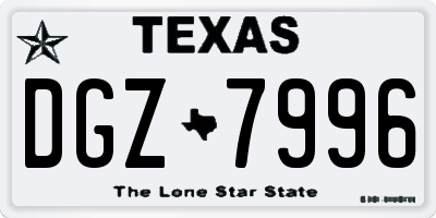TX license plate DGZ7996