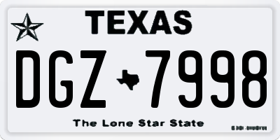 TX license plate DGZ7998