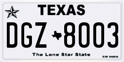 TX license plate DGZ8003