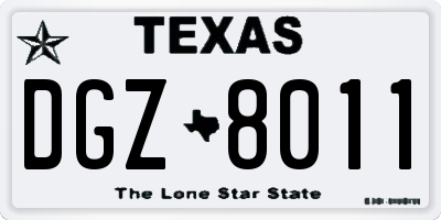 TX license plate DGZ8011