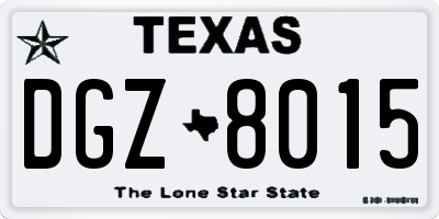TX license plate DGZ8015