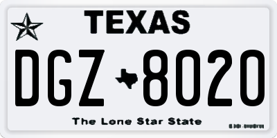 TX license plate DGZ8020