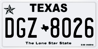 TX license plate DGZ8026