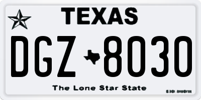 TX license plate DGZ8030