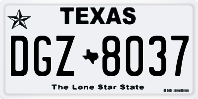 TX license plate DGZ8037