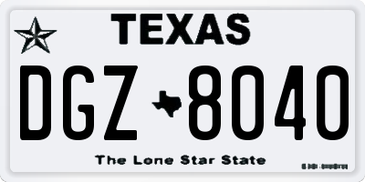 TX license plate DGZ8040
