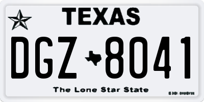 TX license plate DGZ8041