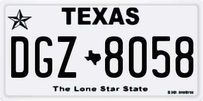 TX license plate DGZ8058