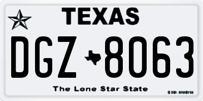 TX license plate DGZ8063