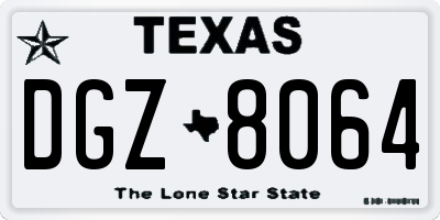 TX license plate DGZ8064
