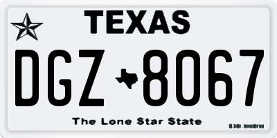 TX license plate DGZ8067