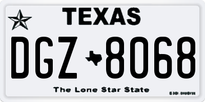 TX license plate DGZ8068